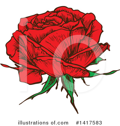 Royalty-Free (RF) Rose Clipart Illustration by Vector Tradition SM - Stock Sample #1417583