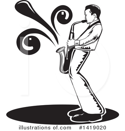 Royalty-Free (RF) Saxophone Clipart Illustration by David Rey - Stock Sample #1419020