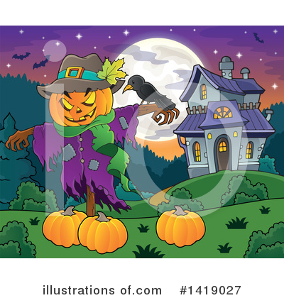 Royalty-Free (RF) Scarecrow Clipart Illustration by visekart - Stock Sample #1419027