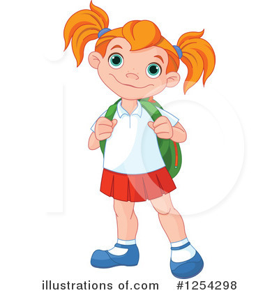 Royalty-Free (RF) School Girl Clipart Illustration by Pushkin - Stock Sample #1254298