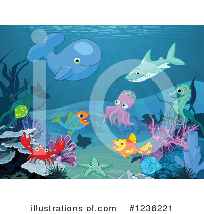 Royalty-Free (RF) Sea Life Clipart Illustration by Pushkin - Stock Sample #1236221