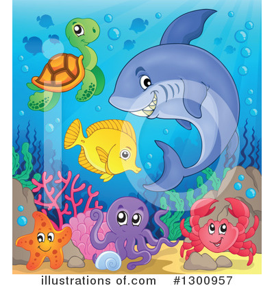Royalty-Free (RF) Sea Life Clipart Illustration by visekart - Stock Sample #1300957