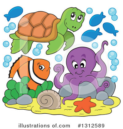 Royalty-Free (RF) Sea Life Clipart Illustration by visekart - Stock Sample #1312589