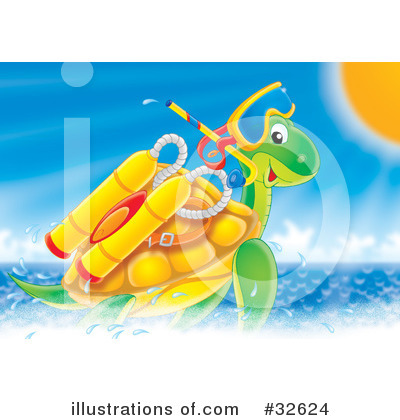 Royalty-Free (RF) Sea Turtle Clipart Illustration by Alex Bannykh - Stock Sample #32624