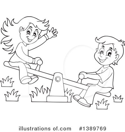 Royalty-Free (RF) See Saw Clipart Illustration by visekart - Stock Sample #1389769