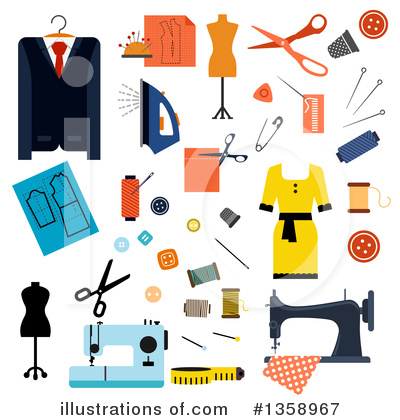 Royalty-Free (RF) Sewing Clipart Illustration by Vector Tradition SM - Stock Sample #1358967