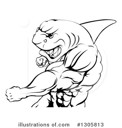 Royalty-Free (RF) Shark Clipart Illustration by AtStockIllustration - Stock Sample #1305813