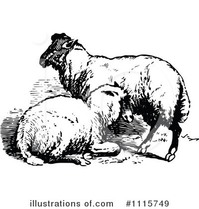 Royalty-Free (RF) Sheep Clipart Illustration by Prawny Vintage - Stock Sample #1115749