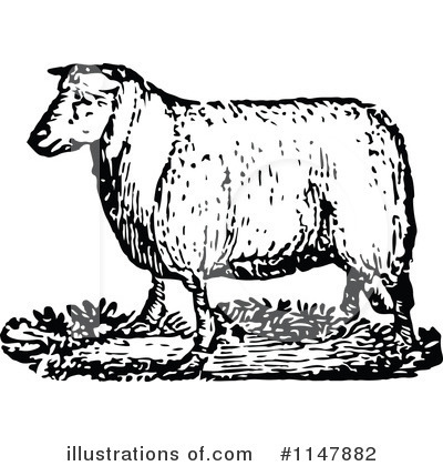 Royalty-Free (RF) Sheep Clipart Illustration by Prawny Vintage - Stock Sample #1147882
