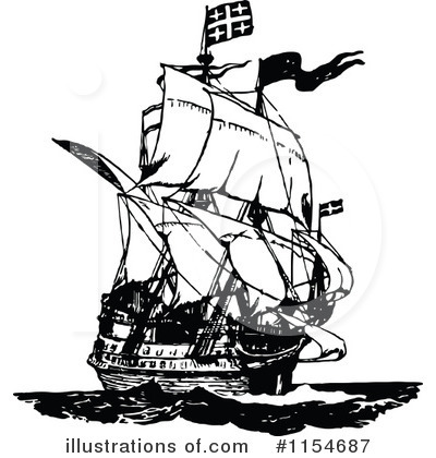 Royalty-Free (RF) Ship Clipart Illustration by Prawny Vintage - Stock Sample #1154687