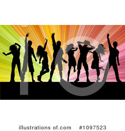 Royalty-Free (RF) Silhouetted Dancers Clipart Illustration by KJ Pargeter - Stock Sample #1097523