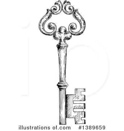Royalty-Free (RF) Skeleton Key Clipart Illustration by Vector Tradition SM - Stock Sample #1389659