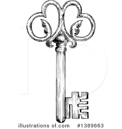 Royalty-Free (RF) Skeleton Key Clipart Illustration by Vector Tradition SM - Stock Sample #1389663