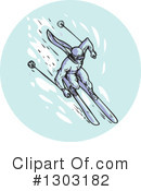 Skiing Clipart #1303182 by patrimonio
