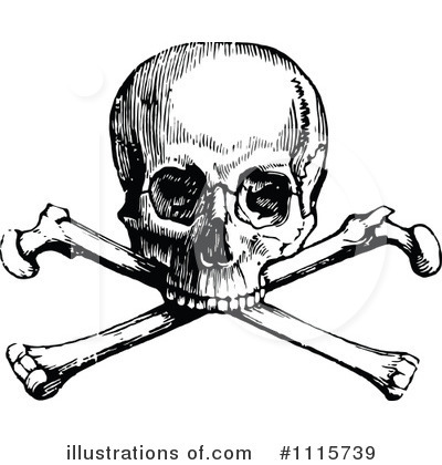 Royalty-Free (RF) Skull And Crossbones Clipart Illustration by Prawny Vintage - Stock Sample #1115739
