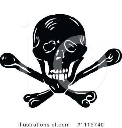 Royalty-Free (RF) Skull And Crossbones Clipart Illustration by Prawny Vintage - Stock Sample #1115740