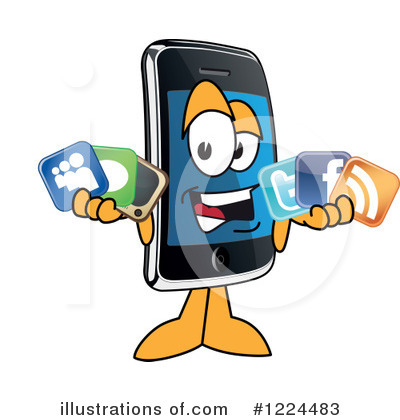 Cell Phone Character Clipart #1224483 by Mascot Junction