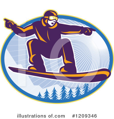 Royalty-Free (RF) Snowboarding Clipart Illustration by patrimonio - Stock Sample #1209346