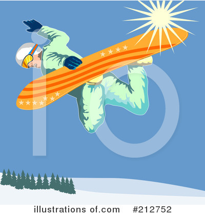 Royalty-Free (RF) Snowboarding Clipart Illustration by patrimonio - Stock Sample #212752