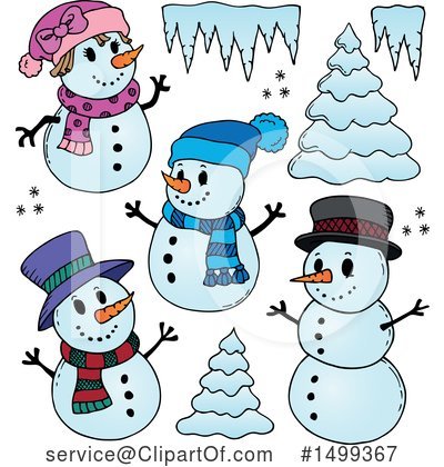 Royalty-Free (RF) Snowman Clipart Illustration by visekart - Stock Sample #1499367