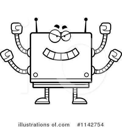 Royalty-Free (RF) Square Robot Clipart Illustration by Cory Thoman - Stock Sample #1142754