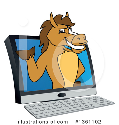 Royalty-Free (RF) Stallion School Mascot Clipart Illustration by Mascot Junction - Stock Sample #1361102