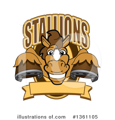 Royalty-Free (RF) Stallion School Mascot Clipart Illustration by Mascot Junction - Stock Sample #1361105