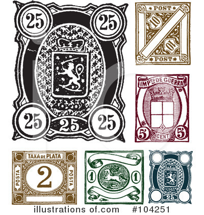 Royalty-Free (RF) Stamps Clipart Illustration by BestVector - Stock Sample #104251