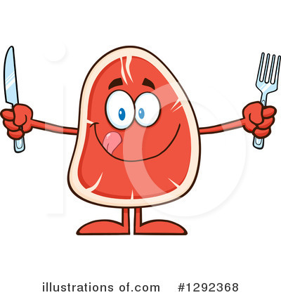 Royalty-Free (RF) Steak Character Clipart Illustration by Hit Toon - Stock Sample #1292368