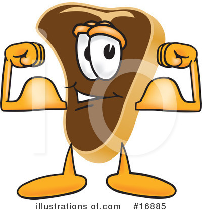 Royalty-Free (RF) Steak Character Clipart Illustration by Mascot Junction - Stock Sample #16885