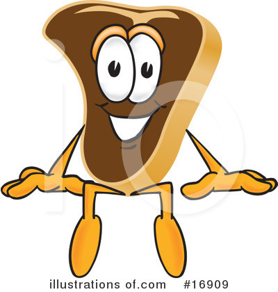 Royalty-Free (RF) Steak Character Clipart Illustration by Mascot Junction - Stock Sample #16909