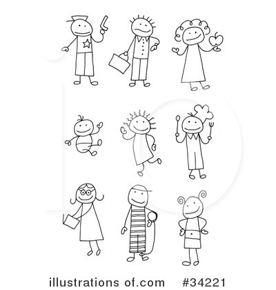 Royalty-Free (RF) Stick Figures Clipart Illustration by C Charley-Franzwa - Stock Sample #34221