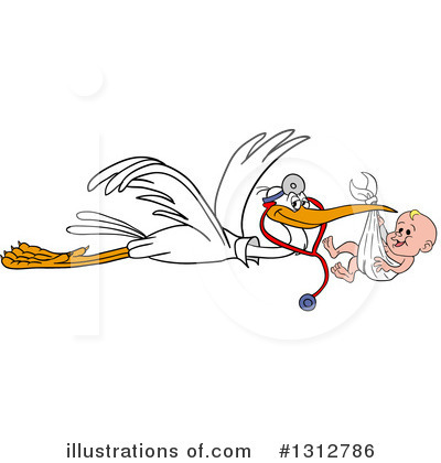 Royalty-Free (RF) Stork Clipart Illustration by LaffToon - Stock Sample #1312786