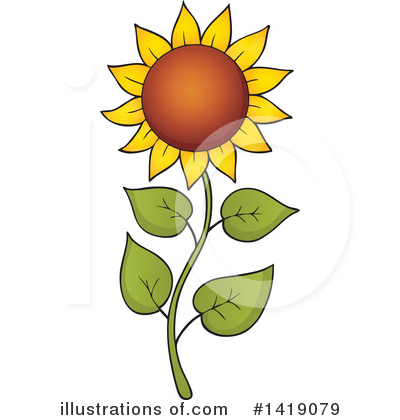 Royalty-Free (RF) Sunflower Clipart Illustration by visekart - Stock Sample #1419079