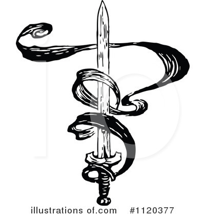 Royalty-Free (RF) Sword Clipart Illustration by Prawny Vintage - Stock Sample #1120377