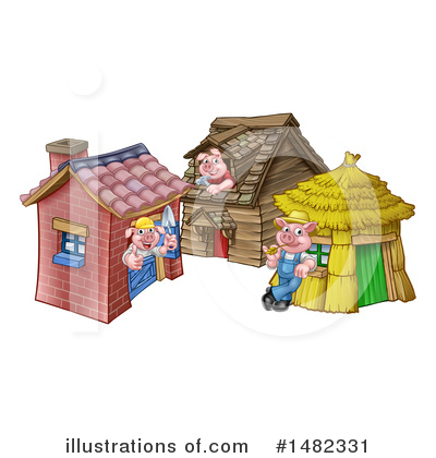 The Three Little Pigs Clipart #1482331 by AtStockIllustration