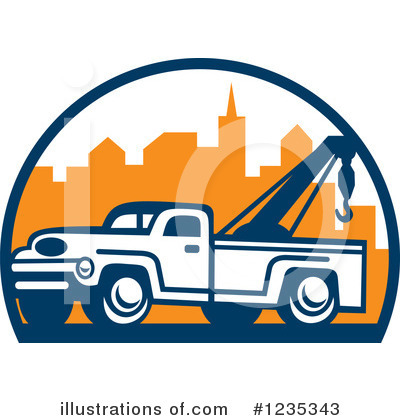 Royalty-Free (RF) Tow Truck Clipart Illustration by patrimonio - Stock Sample #1235343