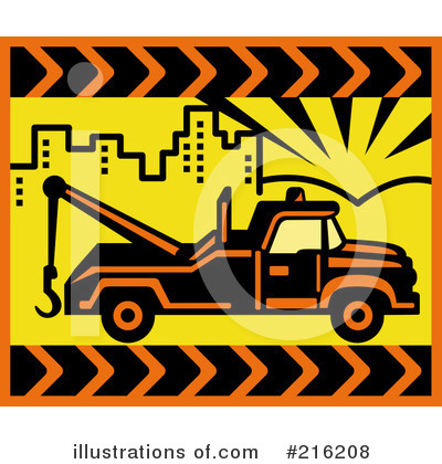 Royalty-Free (RF) Tow Truck Clipart Illustration by patrimonio - Stock Sample #216208