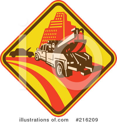 Royalty-Free (RF) Tow Truck Clipart Illustration by patrimonio - Stock Sample #216209