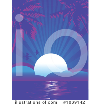 Royalty-Free (RF) Tropical Sunset Clipart Illustration by Pushkin - Stock Sample #1069142