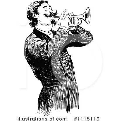 Royalty-Free (RF) Trumpet Clipart Illustration by Prawny Vintage - Stock Sample #1115119