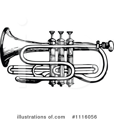 Royalty-Free (RF) Trumpet Clipart Illustration by Prawny Vintage - Stock Sample #1116056