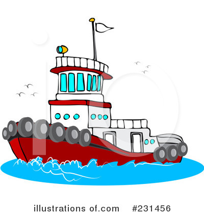 Royalty-Free (RF) Tug Boat Clipart Illustration by djart - Stock Sample #231456
