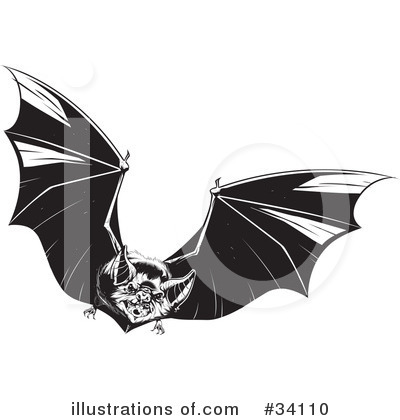 Royalty-Free (RF) Vampire Bat Clipart Illustration by Lawrence Christmas Illustration - Stock Sample #34110
