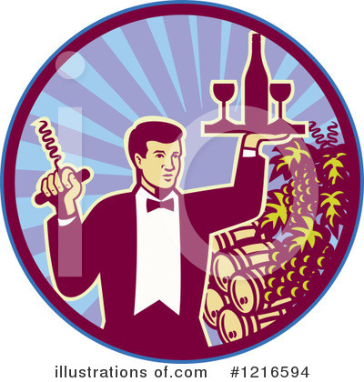 Royalty-Free (RF) Waiter Clipart Illustration by patrimonio - Stock Sample #1216594
