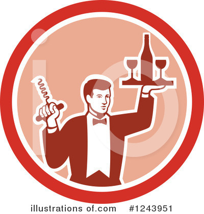 Royalty-Free (RF) Waiter Clipart Illustration by patrimonio - Stock Sample #1243951