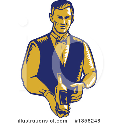 Royalty-Free (RF) Waiter Clipart Illustration by patrimonio - Stock Sample #1358248