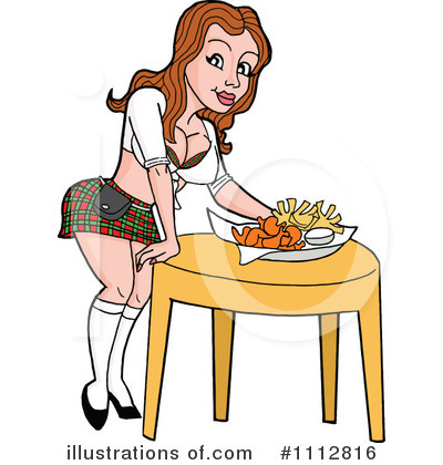 Royalty-Free (RF) Waitress Clipart Illustration by LaffToon - Stock Sample #1112816