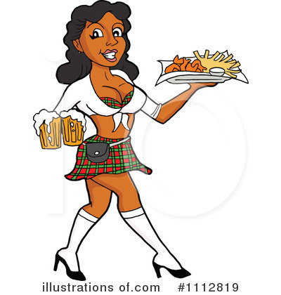 Royalty-Free (RF) Waitress Clipart Illustration by LaffToon - Stock Sample #1112819
