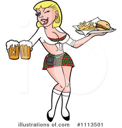Royalty-Free (RF) Waitress Clipart Illustration by LaffToon - Stock Sample #1113501